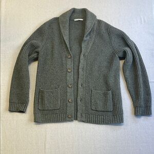 Marine Layer Re-Spun Green Ribbed Shawl Collar Cardigan Sweater Size M